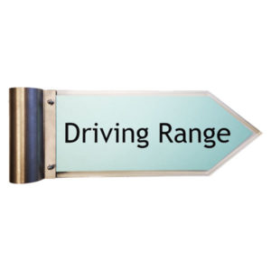 Flèche de direction en verre acrylique "Driving Range" pour panneau indicateur
