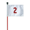 weisse Putting Green Fahne mit roter 2 und roter Putting Stange