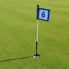 blau-weisse Putting Green Fahne stehend