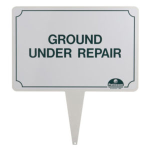 Panneau indicateur Pattisson, blanc-vert, "GROUND UNDER REPAIR"