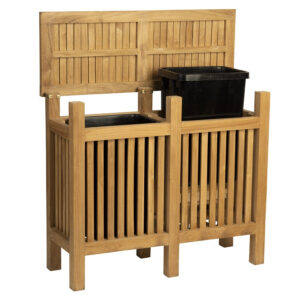 Abfallstation aus Teak mit zwei 35 Liter Behälter - ideal für Golfplätze