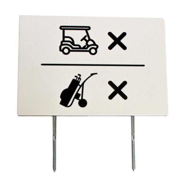 Fairwaschild Multi mit gefrästen Symbol für "No Carts" und "No Trolleys"
